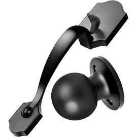 Motovecor Front Door Handleset, Entry Door Handle Set with Cove Knob for Right and Left Handed Sided Doors, Interior and Exterior Entrance Passage Lock, Lower Half Grip, Matte Black