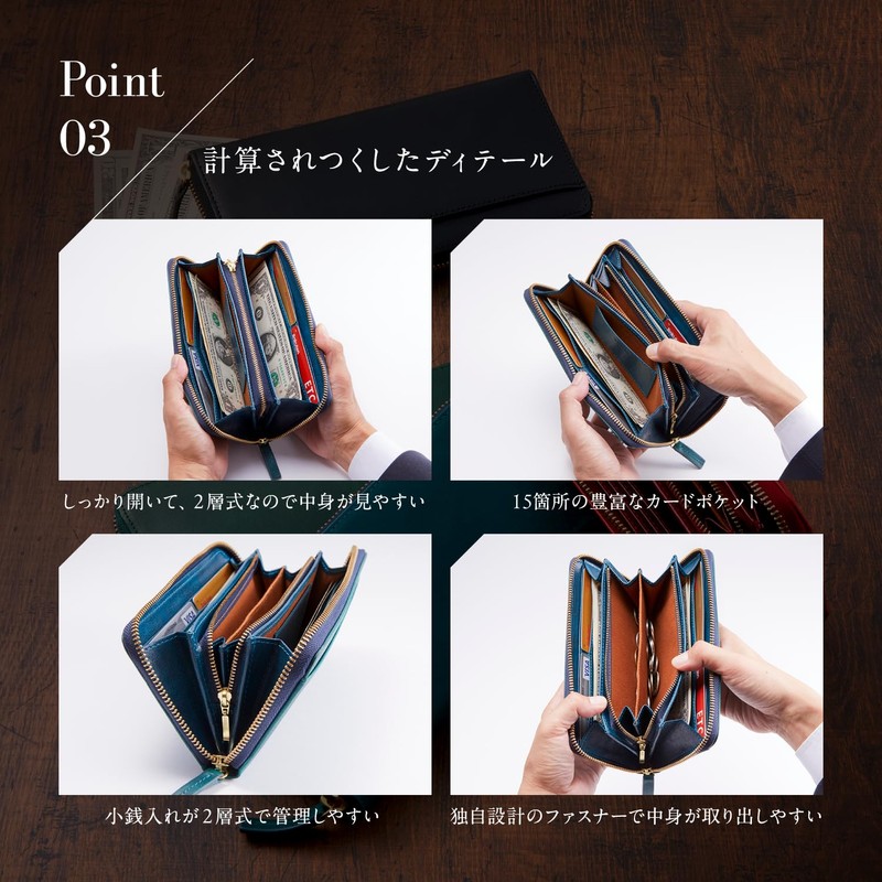 [TASUKI] Italian Leather Genuine Leather Wallet, Round Zipper, First-class Wallet,