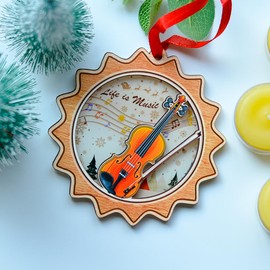 BlinkWishes Violin Christmas Ornament, Violin Hanging Ornament for Xmas Tree Decor, for Violin Players, Music Lovers, Musical Instruments Ornament for Xmas