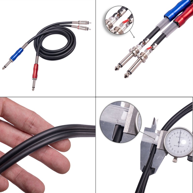 Dual 1/4 Inch TS to Dual RCA Stereo Sound Cable