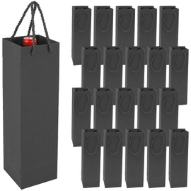 Kraft Wine Gift Bag, Premium Wine Gift Bag with Handle, 20 Pieces Kraft Wine Organizer for Christmas, Wedding, Party (Black), black, Pocket organiser