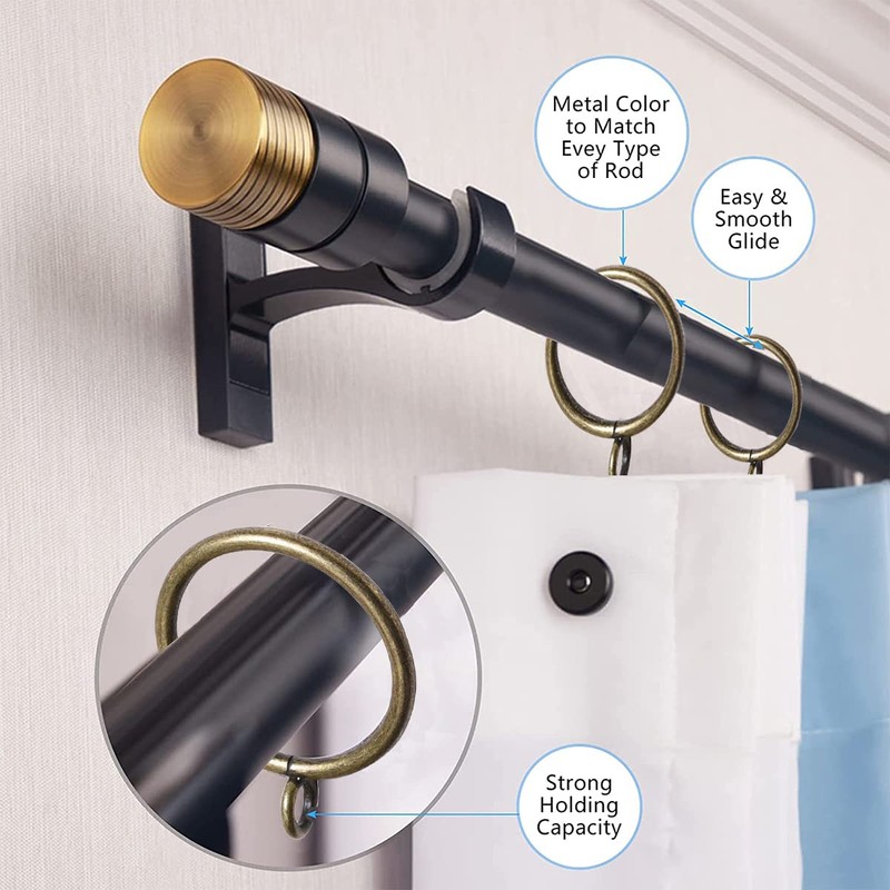 WYIPOLZI 50 Pack 38mm Antique Brass Curtain Rings, Metal Drape