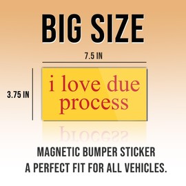 Magnet Sticker I Love Due Process Magnetic FDT Anti Funny Leftist Feminist Social Justice Human Rights Yellow Magnet for Bumper, Refrigerator, Cruise Door, Car, Truck 7.5x3.75in