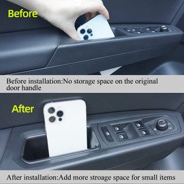 Vesul 4pcs Door Organizer Storage Tray Compatible with VW Atlas 2018-2023 Atlas Cross Sport; ABS Grab Handle Tray Insert Glove Pallet