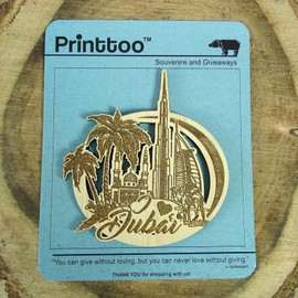 Printtoo Dubai Wood Engraved Wooden Fridge Magnet Souvenir Gift