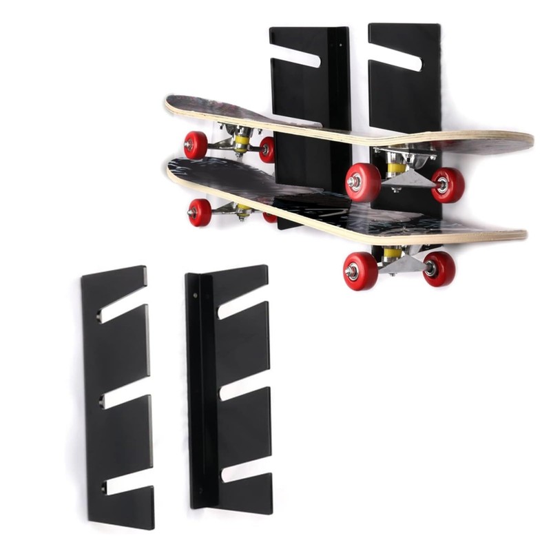 Skateboard Racks, Acrylic Wall Mount, 3-Layer Skateboard Holder, Snowboard Display