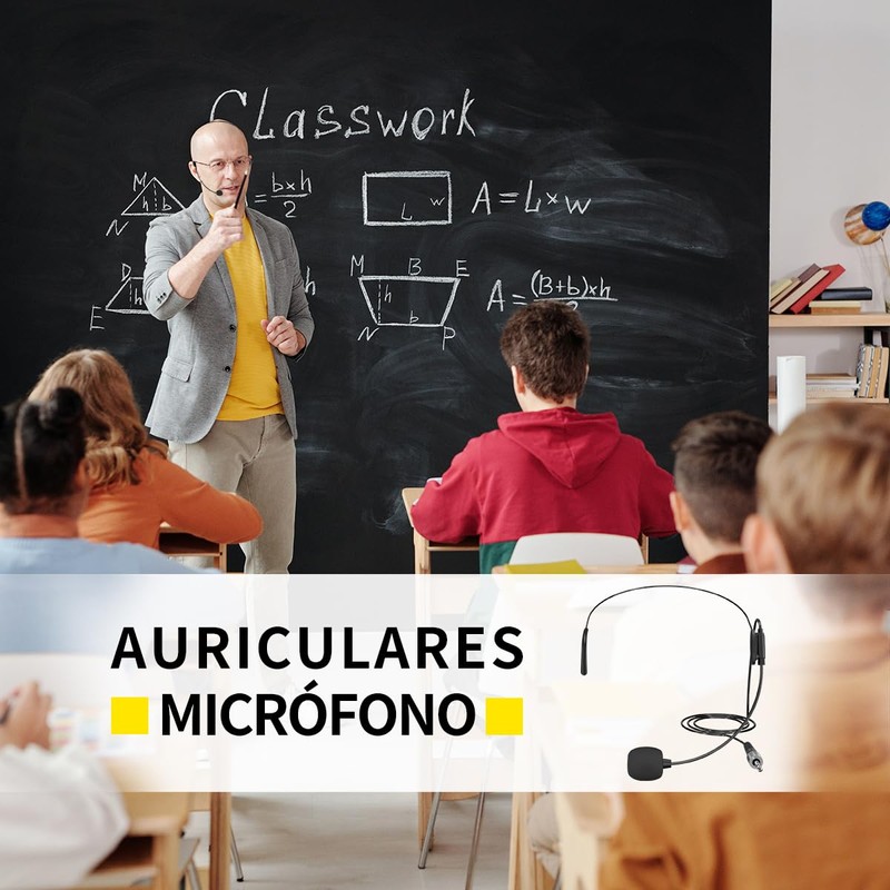XTUGA Microfono Inalambrico Diadema, Recargable Diadema con Microfono Profesional UHF