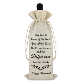 Goodbye Farewell Gift Happy Retirement Gift for Coworker Men Women Veteran Wine Bag Appreciation Gift Burlap Drawstring Wine Bag Christmas Gift for Retirees Employee Teacher Police Firefighter Soldier