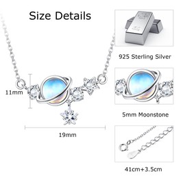 Adramata 925 Silver Necklace for Women Moonstone Pendant Necklace Silver Chain Women's Friendship Chain Gifts for Her Mother's Day Gifts for Girlfriend Gifts for Women, Sterling Silver Sterling silver