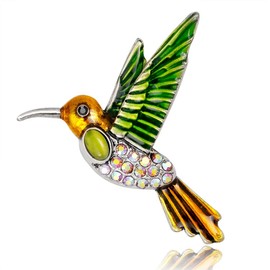Fajewellery Women's Antique Enamel Bird Hummingbird with Cubic Zirconia Brooch Jewellery, Metal