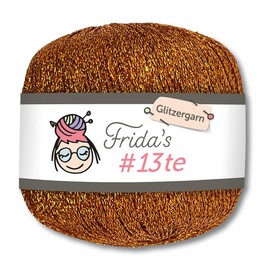 Frida's Wollhaus Frida's 25 g #13te Glitter Yarn, Crochet Yarn, Effect Yarn, Metallic Crochet Knitting Wool Yarn, 18 Colours (1312 | Yellow Gold)