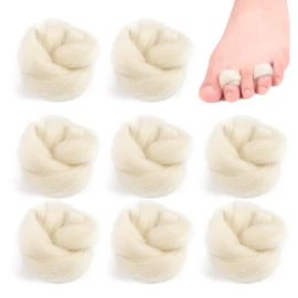 8PCS Lambs Wool for Toes Soft Feet Cushion Toe Separator Lambs Wool Corn Cushion Pads Blister Prevention Bunions Callus Remover Cushions Hammer for Shoes or Feet