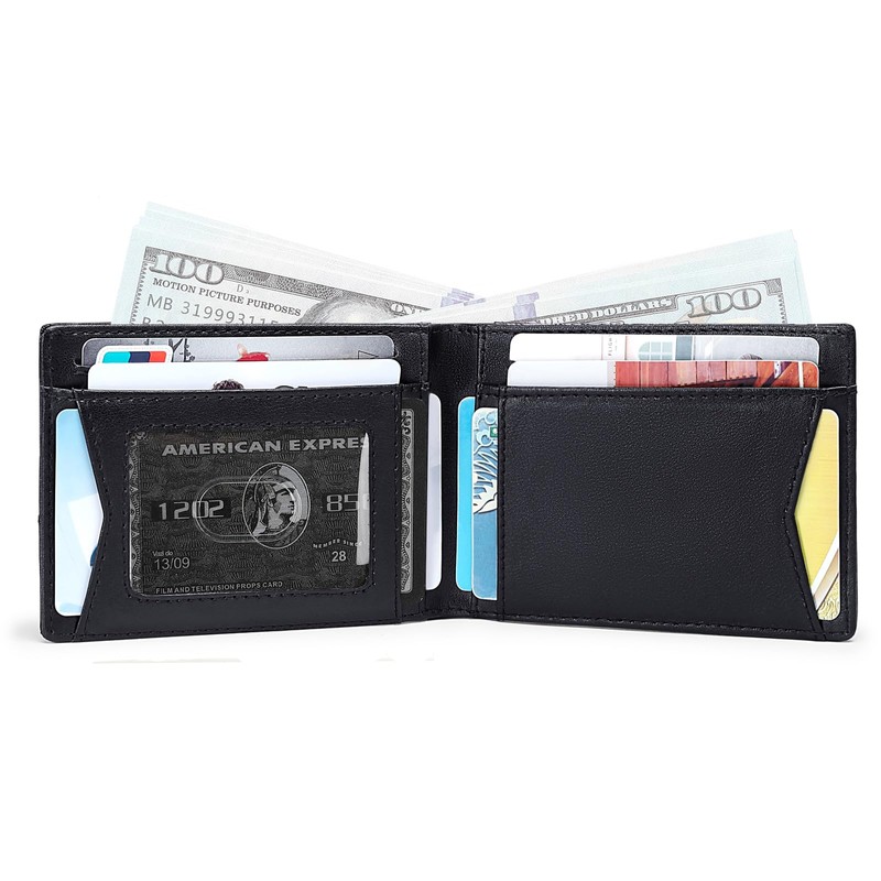 GOLF QUALITY Mens Slim Leather Bifold Wallets with Credit Card
