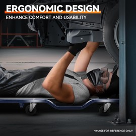 Auto Dynasty 40 Inches Mechanic Creeper, Automotive Garage Repair Low Profile Under Car Rolling Heavy Duty Creeper with Padded Headrest, Metal, Black/Blue