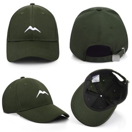 Momoshe Men's Summer Women's 100% Cotton Cap Adjustable Breathable One Size Baseball Mountain Peaks Embroidery Sport, Army Green
