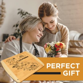 California State Gift Cutting Board, 11" x 8.5" - Decoration & Small Charcuterie Serving Board for Snacks - Perfect Home & Kitchen Gift Featuring California State Map - Bamboo Wood Serving Board