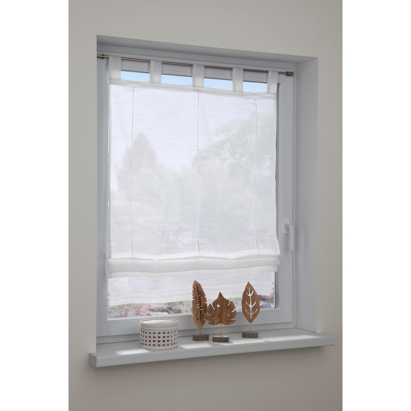 GARDINIA Roman Blind Sheer Voile Tabs White 90cm x 140cm
