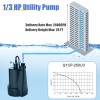 1/3 HP 2400GPH Portable Utility Pump Thermoplastic Sump Pump with