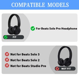 Solo Pro Replacement Earpads Protein Leather Replacement Ear Pads Ear Cushion is Compatible with Beats Solo Pro Headphones (Black)