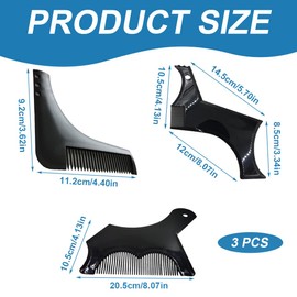 CPJJ Men's 3 Piece Beard Stencil, Men's Goat Neck Stencils for Perfect Cutting and Trimming of Beard, Lightweight and Portable, H