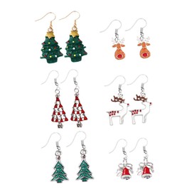 SHOWERORO 6pairs Christmas Earrings Random Styles Festive Ear Drops for Women Charming Xmas Jewelry for Parties Family Gatherings and Special Occasions
