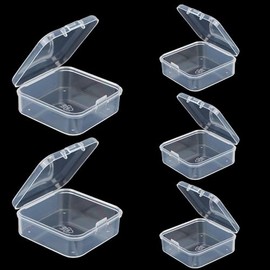 Aoktorkit 5PCS Square Transparent Plastic Organizer;9.4 * 9.4 * 3cm Rectangular Empty Mini Clear Plastic Storage Containers Box Case with Lids s for Small Item
