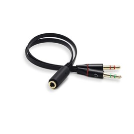 Audio Converter Cable 3.5mm Audio Distribution Cable Deear 4 Pole Female to 2 x 3 Male 3.5mm Elecom Audio Converter Cable for PC Use Earphone with Mic 20cm