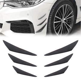 NTNEV 6 PCS Car Spoiler Canards Kit, Universal Car Front Bumper Protection Kit, Anti-Collision Auto Stickers, Exterior Soft Rubber Decorative, Universal for Most Cars Trucks SUVs (Carbon Fiber Black)