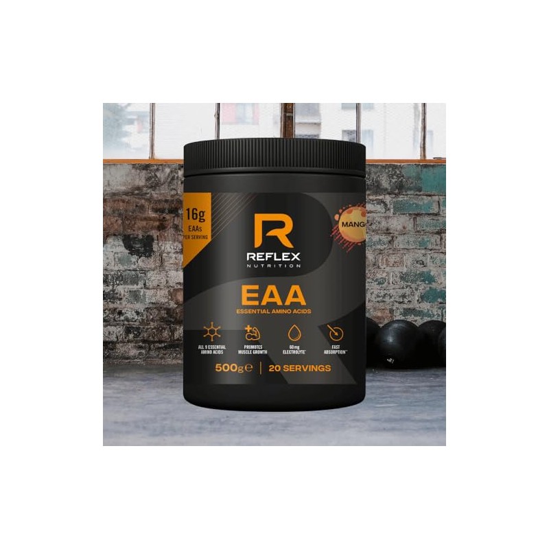 Reflex EAA Essential Amino Acids with BCAAs, Electrolytes, Mango, 500g