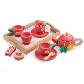 Tender Leaf Toys - Tea Tray Set - Wooden Pretend Food Play Toy with Tea Bags, Snacks, Teapot and Treats for Afternoon Tea Party - Develops Problem Solving Skills and Imaginative Play - Age 3+