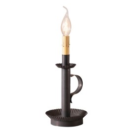 Irvin's Country Tinware Candlestick Accent Light in Kettle Black Metal 11" Wired E12/Candelabra Socket