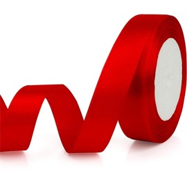 Red ribbon, gift ribbon, satin ribbon, wedding ribbon, silk ribbon, decorative ribbon, fabric ribbon, red ribbon, gift ribbon, red, red ribbon, 20 mm x 22 m, 1 piece