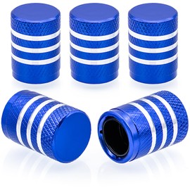 MEAJOO 5PCS Tire Valve Stem Caps, with Plastic Liner Corrosion Resistant Leak, Universal Tire Valve Stem Covers for Cars, SUV, Trucks, Bikes, Motorcycles, Bicycles(Blue)