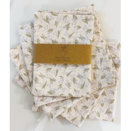 Wooh Home Set of 2 Pure Cotton Designs Napkins, Home Kitchen Restaurant and Hotel, 43x43cm (Lily of the Valley)
