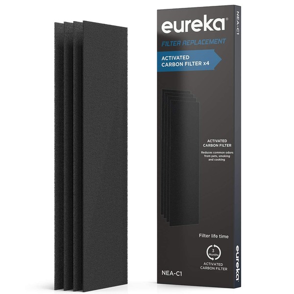 Eureka Air Purifier NEA-C1, Activated Carbon Filter x 4, Replacement for InstantClear NEA120, Black, 4 Count