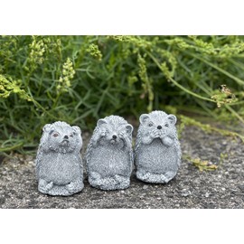 Stone and Style Stone Figurine Set of 3 Hedgehogs See Nothing Hear Saying Frost-Proof Cast Stone
