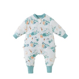 Baby-Schlafsack, 1,5 Tog, mit Füßen, 100 % Baumwolle, Neugeborenen-Schlafsack mit Beinen, Unisex, tragbare Decke, Pucksack für Neugeborene, 0–3 Jahre, blau, S