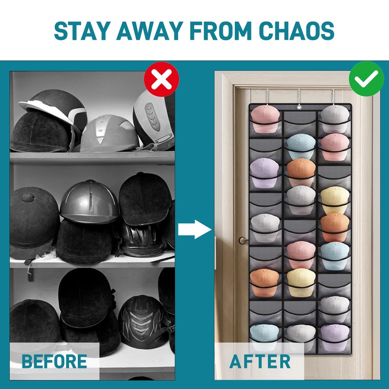 Fixwal Hat Organizer for Baseball Caps, 27 Pocket Over The