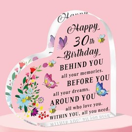 QMVMV 30th Birthday Gifts for Women,30th Birthday Gifts for Her Women Friends Sister Daughter Wife,30th Birthday Gifts Idea for 30 Year Old Women,Happy 30th Birthday Keepsake Plaque Sign