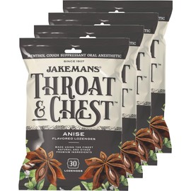 Jakemans Throat & Chest Menthol Cough Suppressant Anise - 30 Lozenges (4 Pack)