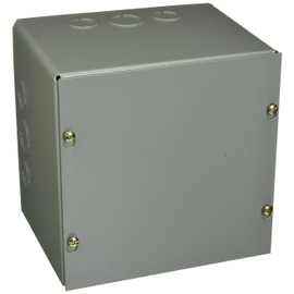 Wiegmann SC080806 SC-Series NEMA 1 Screw Cover Wallmount Pull Box with Knockouts, Painted Steel, 8" x 8" x 6"