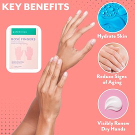 Patchology Rose Fingers - Renewing Hand Mask with light Strawberry Scent Soothing Fruit Extracts for Baby-Soft Hands – Moisturizing Gloves Best for Dry & Cracked Skin - 1 Pair