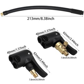 YDHfdc Air Chuck Tyre Inflator Hose Lever Connector Tyre Inflator with 20 cm Tyre Inflator Hose Brass Car Valve Adapter for Car Bicycle Motorcycle Pack of 2