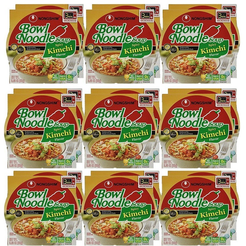 Nongshim Bowl Noodle Soup, Spicy Kimchi, 3.03 Ounce (Pack of