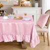 Ersmak Satin Ruffle Edge Tablecloth - Light Pink Satin Table