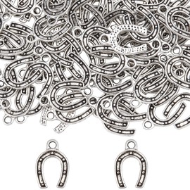 SUNNYCLUE 100 pcs box alloy charm horseshoe charm horseshoe pendant half-circle alloy parts earrings horseshoe silver earrings horseshoe silver earrings horseshoe necklace goukin bracelet silver old