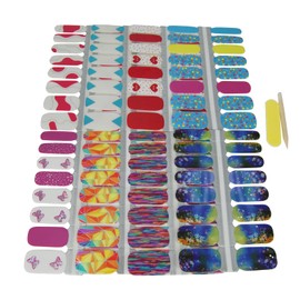 Full Nail Wraps for Women 8 Sheets 128pcs Self-Adhesive Nail Butterfly Designs Suncolor Hair (G34)