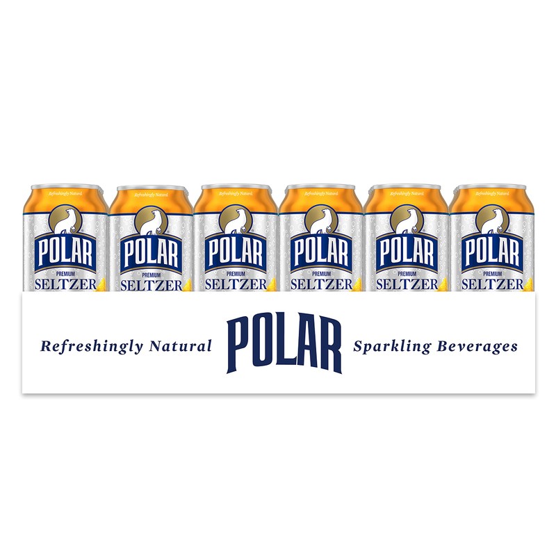 Polar Seltzer Water Orange Vanilla, 12 fl oz cans, 24