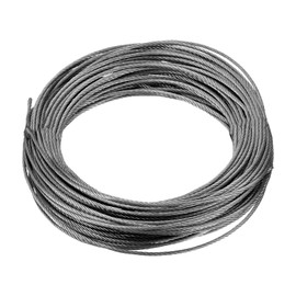 QUARKZMAN 1/16 Inch (1.5 mm) 304 Stainless Steel Rope Wire Rope 7 x 19 Strands Core 50 ft (15 m) Aeroplane Wire for Outdoor Construction Marine Rigging Decking Railing