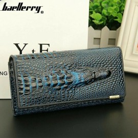Unbranded Womens Ladies Genuine Leather Wallet Long Embossing Bifold Wallet Clutch Purse - Blue